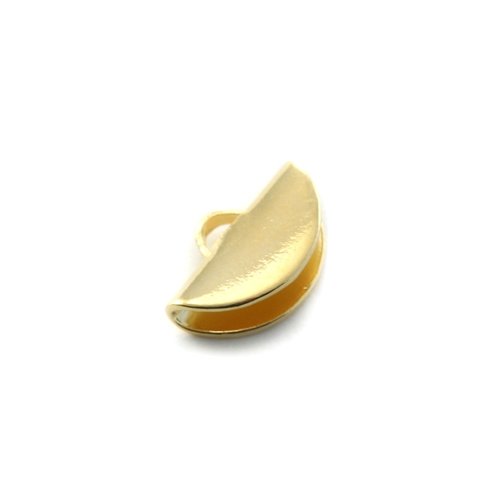 Pince cordon demi-lune plat arrondi métal 10,5x6,5 mm doré