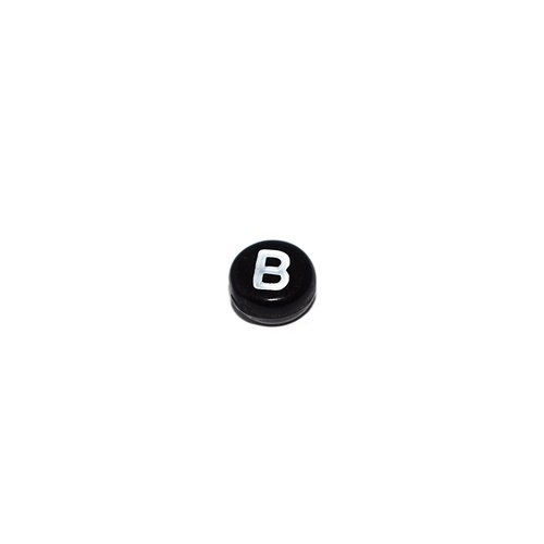 Perle ronde alphabet lettre b acrylique noir 7 mm