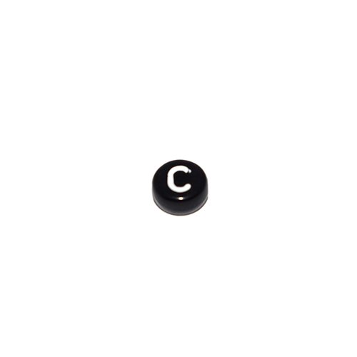 Perle ronde alphabet lettre c acrylique noir 7 mm