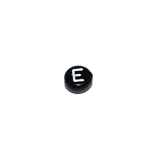 Perle ronde alphabet lettre e acrylique noir 7 mm