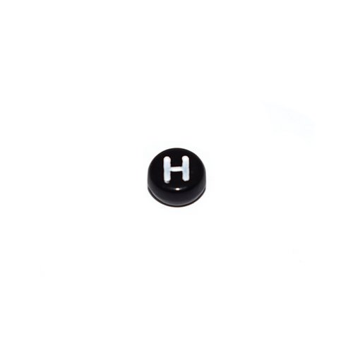 Perle ronde alphabet lettre h acrylique noir 7 mm