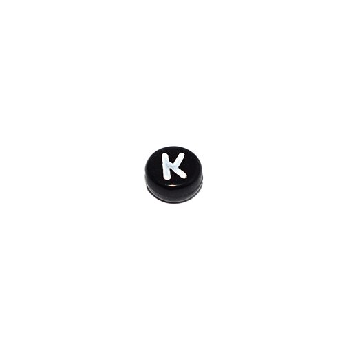Perle ronde alphabet lettre k acrylique noir 7 mm