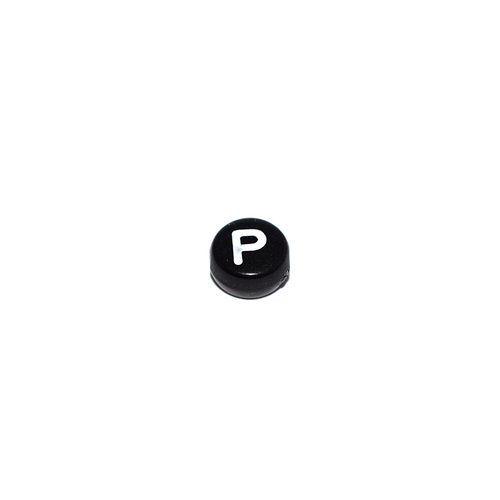 Perle ronde alphabet lettre p acrylique noir 7 mm