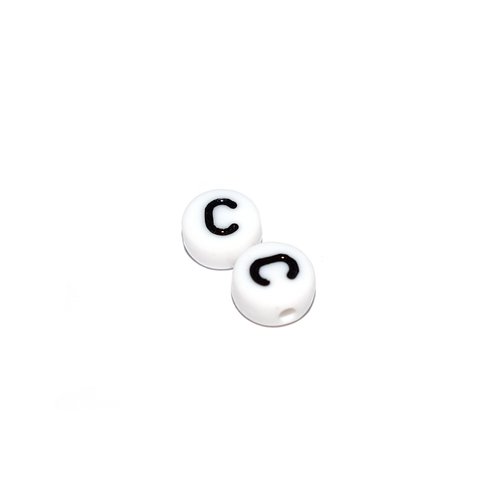 Perle ronde alphabet lettre c acrylique blanc 7 mm