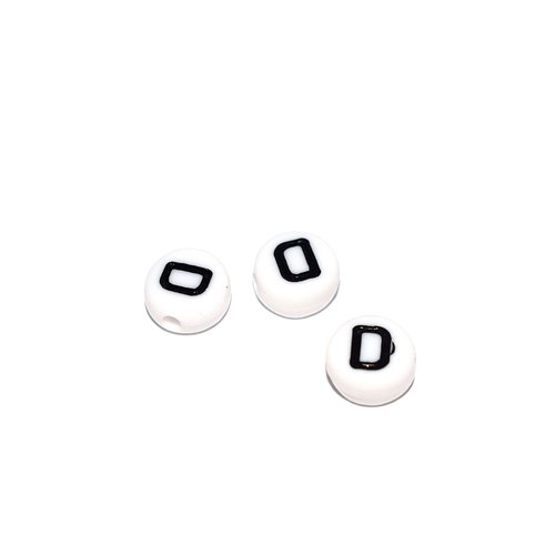 Perle ronde alphabet lettre d acrylique blanc 7 mm