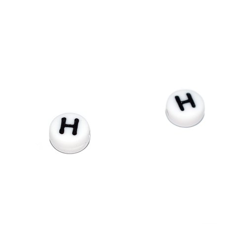 Perle ronde alphabet lettre h acrylique blanc 7 mm