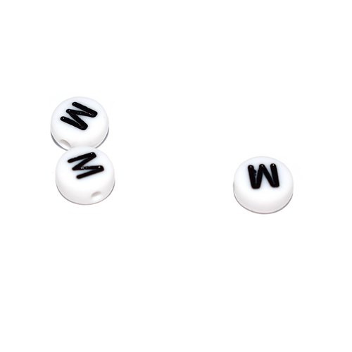 Perle ronde alphabet lettre m acrylique blanc 7 mm