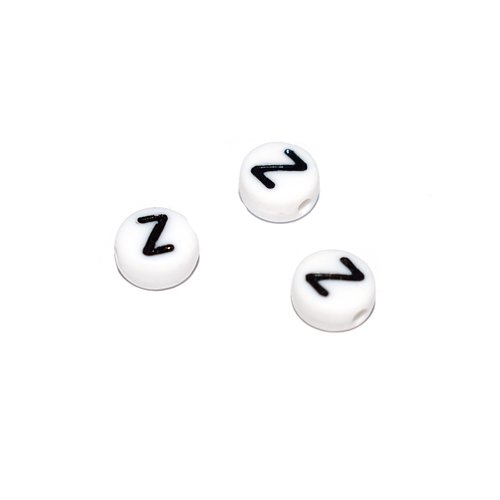 Perle ronde alphabet lettre z acrylique blanc 7 mm