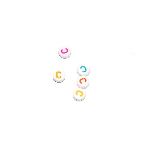 Perle ronde alphabet lettre c acrylique multicolore 7 mm