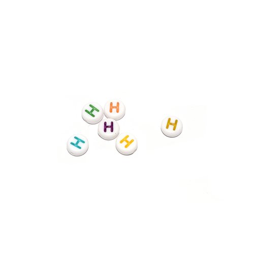 Perle ronde alphabet lettre h acrylique multicolore 7 mm