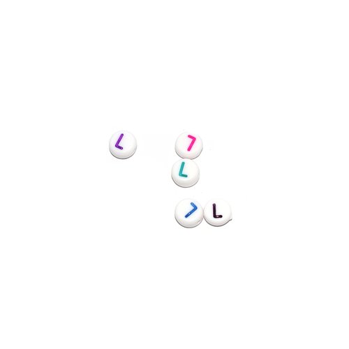 Perle ronde alphabet lettre l acrylique multicolore 7 mm