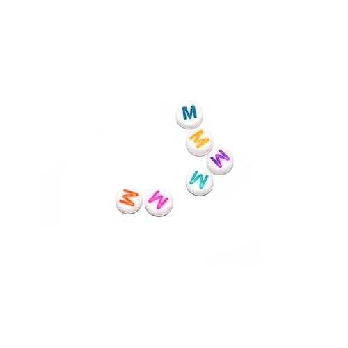 Perle ronde alphabet lettre m acrylique multicolore 7 mm