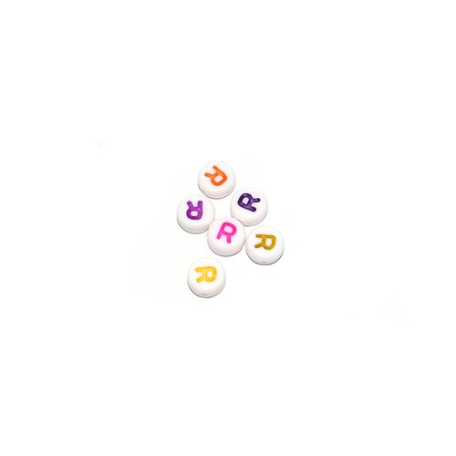 Perle ronde alphabet lettre r acrylique multicolore 7 mm