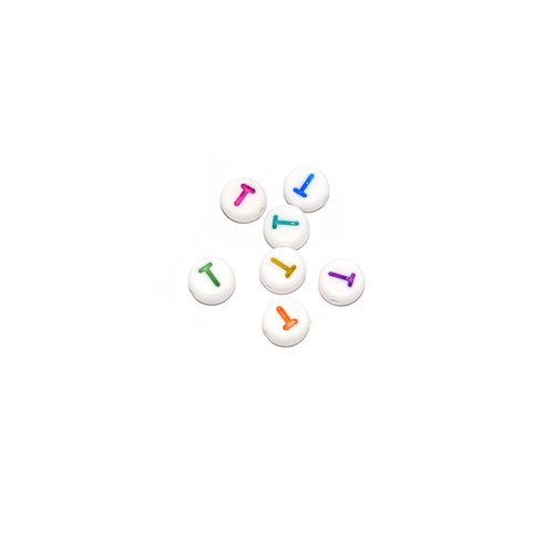 Perle ronde alphabet lettre t acrylique multicolore 7 mm