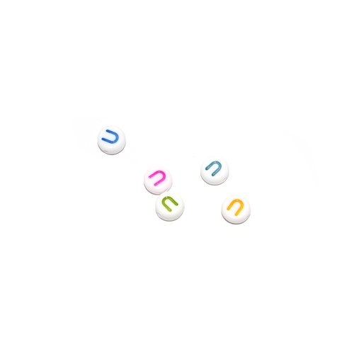 Perle ronde alphabet lettre u acrylique multicolore 7 mm