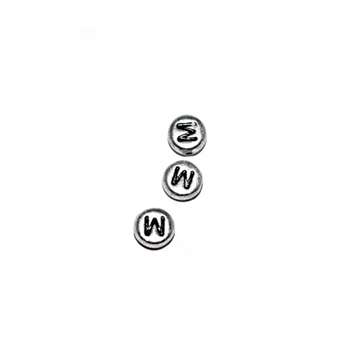 Perle ronde alphabet lettre m acrylique argenté 7 mm