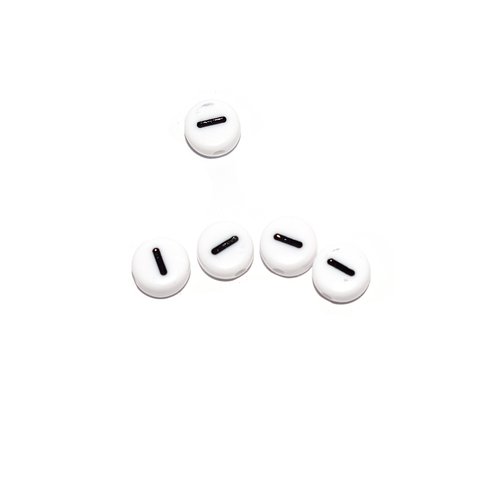 Perle ronde alphabet chiffre 1 acrylique blanc 7 mm