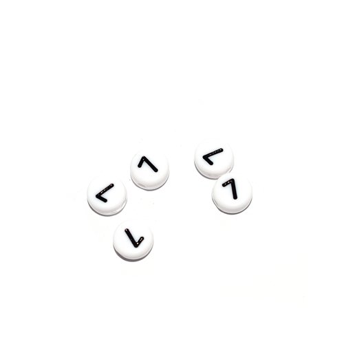 Perle ronde alphabet chiffre 7 acrylique blanc 7 mm