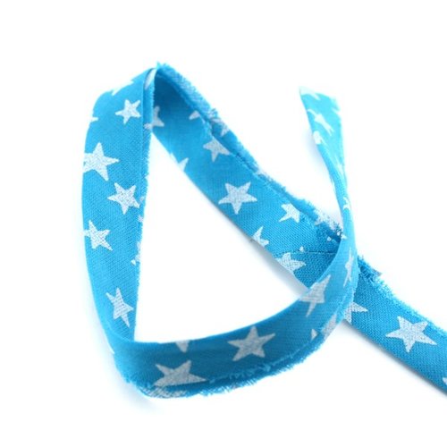 Biais liberty bleu étoiles blanches x1 m