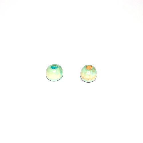 Perles en bois ronde 8 mm vert d'eau x 10