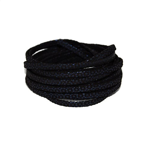 Cuir 5 mm baroque doublé bleu marine et noir x10cm