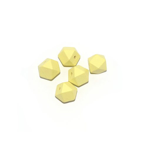Perle en bois hexagonale 16 mm jaune