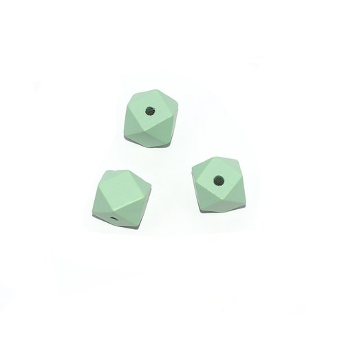 Perle en bois hexagonale 20 mm vert