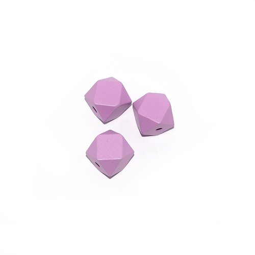 Perle en bois hexagonale 20 mm violet