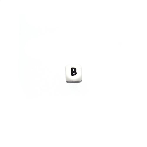 Lettre b cube 12 mm en silicone blanc et noir