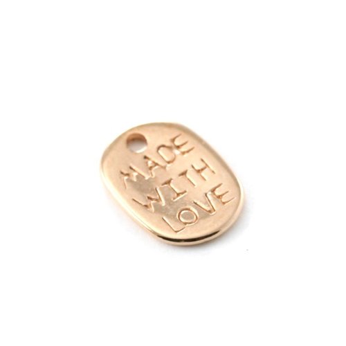 Breloque "made with love" 8x11 mm rose gold