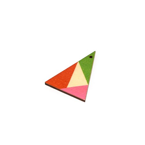 Triangle en bois 39x29 orange, vert, rose et naturel