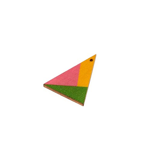Triangle en bois 39x29 jaune, rose et vert