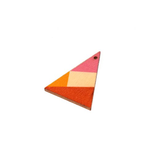 Triangle en bois 39x29 rose, orange, jaune et naturel