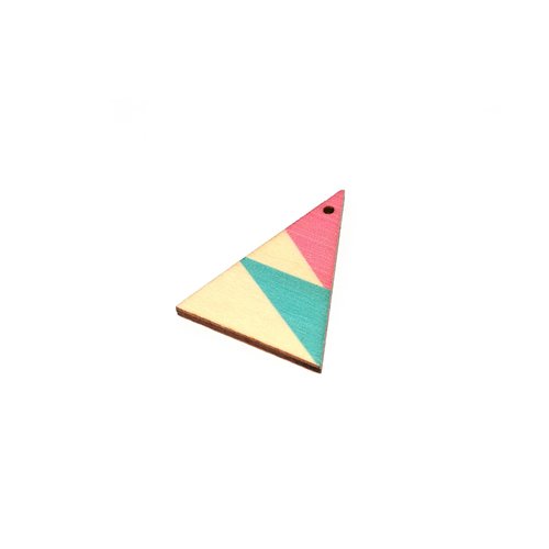Triangle en bois 39x29 bleu, rose et naturel