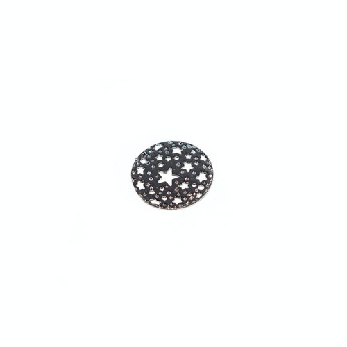 Rond avec étoiles perforées plaqué argent 15 mm