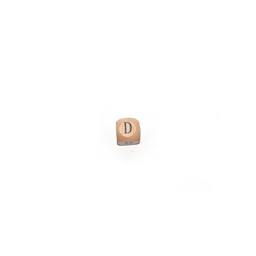 Perle lettre alphabet d cube 12mm en bois