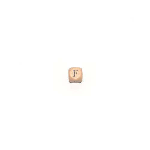 Perle lettre alphabet f cube 12mm en bois