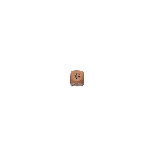 Perle lettre alphabet g cube 12mm en bois