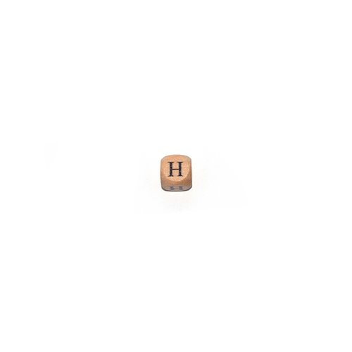 Perle lettre alphabet h cube 12mm en bois