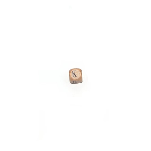 Perle lettre alphabet k cube 12mm en bois