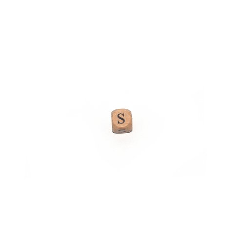 Perle lettre alphabet s cube 12mm en bois