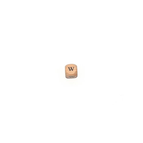 Perle lettre alphabet w cube 12mm en bois