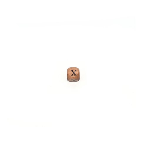 Perle lettre alphabet x cube 12mm en bois