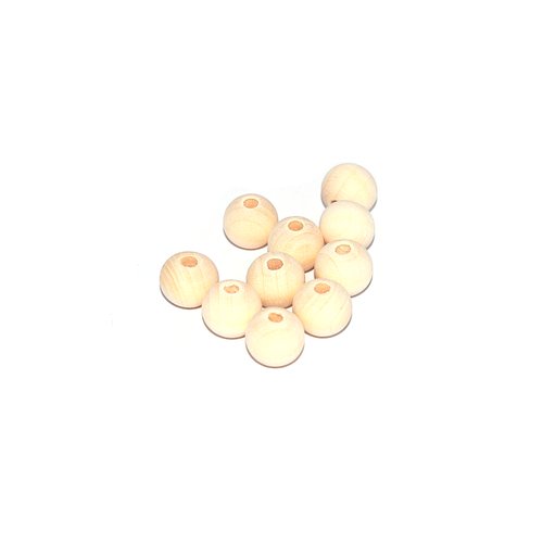 Perle ronde 12 mm en bois naturel non vernis x10