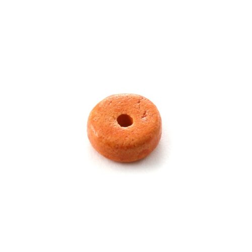 Rondelle céramique 6,5x2,2 mm trou 1,2 mm orange mat x10