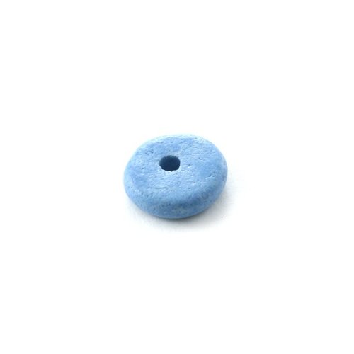 Rondelle céramique 6,5x2,2 mm trou 1,2 mm bleu mat x10