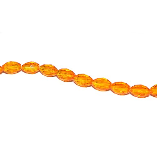 Perles facette ovale en verre 6x4 mm orange transparent x 10