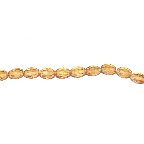 Perles facette ovale en verre 6x4 mm doré transparent x 10