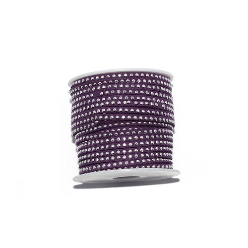 Suédine rivet argenté (daim artificiel) violet 3 mm x1 m