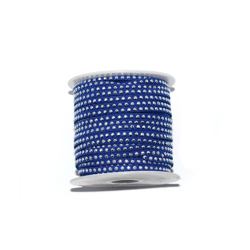 Suédine rivet argenté (daim artificiel) bleu roi 3 mm x1 m